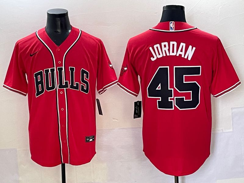 Men 2025 Chicago Bulls #45 Jordan Red Joint Name Nike NBA Jersey style 1